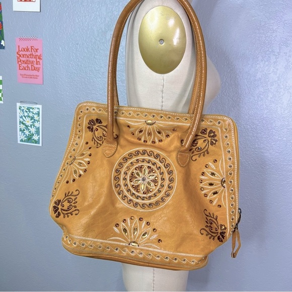 Chico's Handbags - Chico shoulder bag, butter, scotch embroidered jewel large